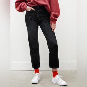 Acne Studios High Waisted Straight Leg Mece Stay Black Denim Jeans 24 W 27 L